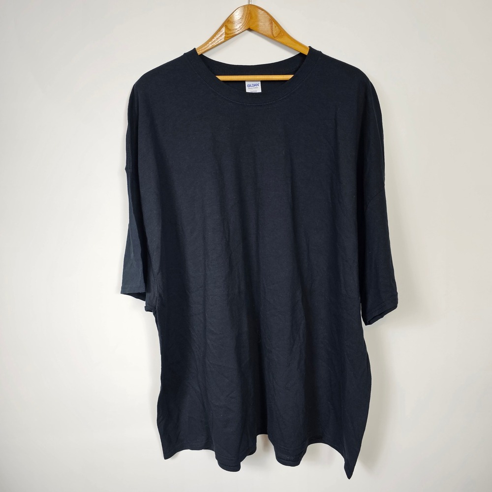 NEW Gildan Heavy Cotton Black Mens T-Shirt Basic Solid Casual Oversized 5XL